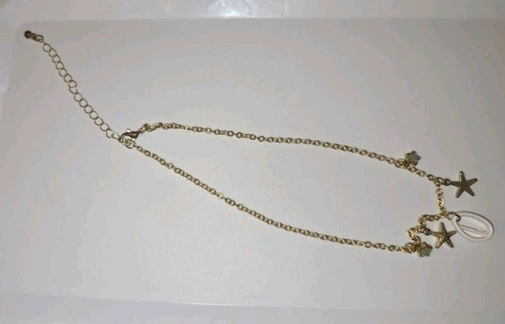Gold-Tone Starfish and Shell Charm Necklace